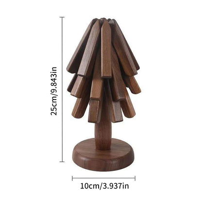 Black Walnut Insulation Mat Creative Christmas Tree Home Anti Scalding Meal Mat Natural Wood Tea Tray Cute Tabletop Decoration Leedoar