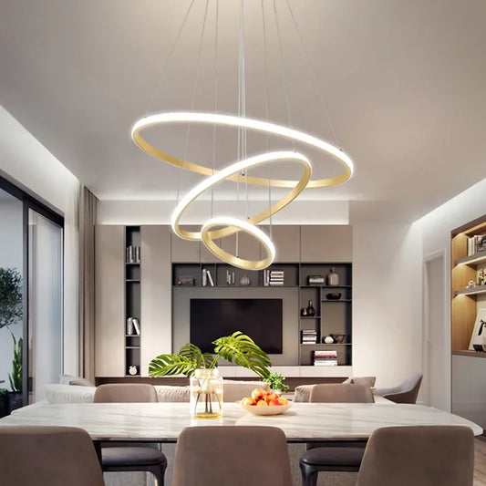 Modern Design Pendant Light Chandelier Luxury Hotel Home Decoration Hanging Lamp Round Circle LED Chandeliers 220V