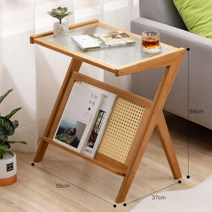 Mesa auxiliar portátil de madera de 45/55 cm de alto nivel para sala de estar estilo INS con mesa estrecha