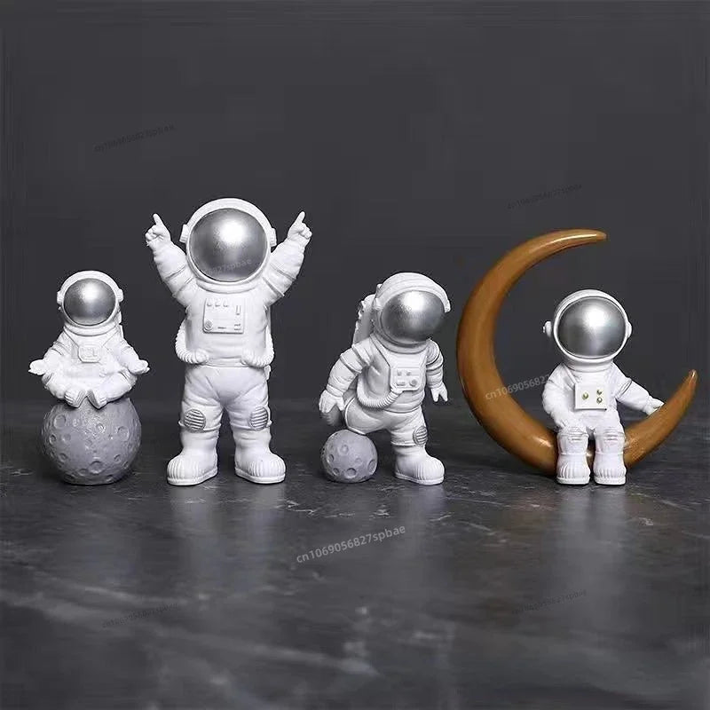 4 pcs Astronaut Figure Statue Figurine Spaceman Sculpture Educational Toy Desktop Home Decoration Astronaut Model For Kids Gift Leedoar