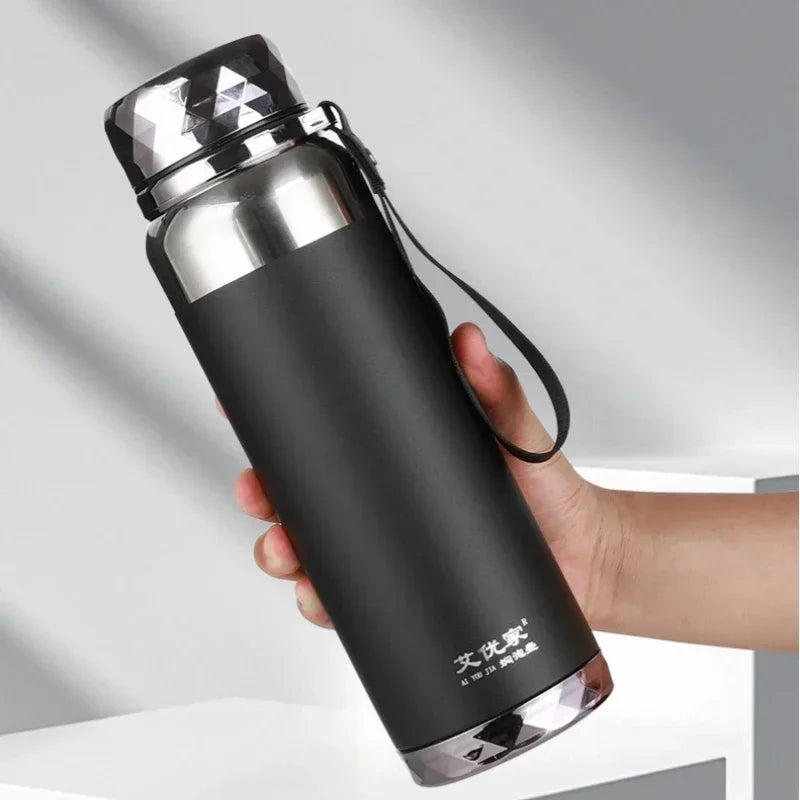 1L 316 Stainless Steel Thermos Bottle 24-hour Thermal cup portable tumbler Large capacity Diamond lid Flask Leedoar