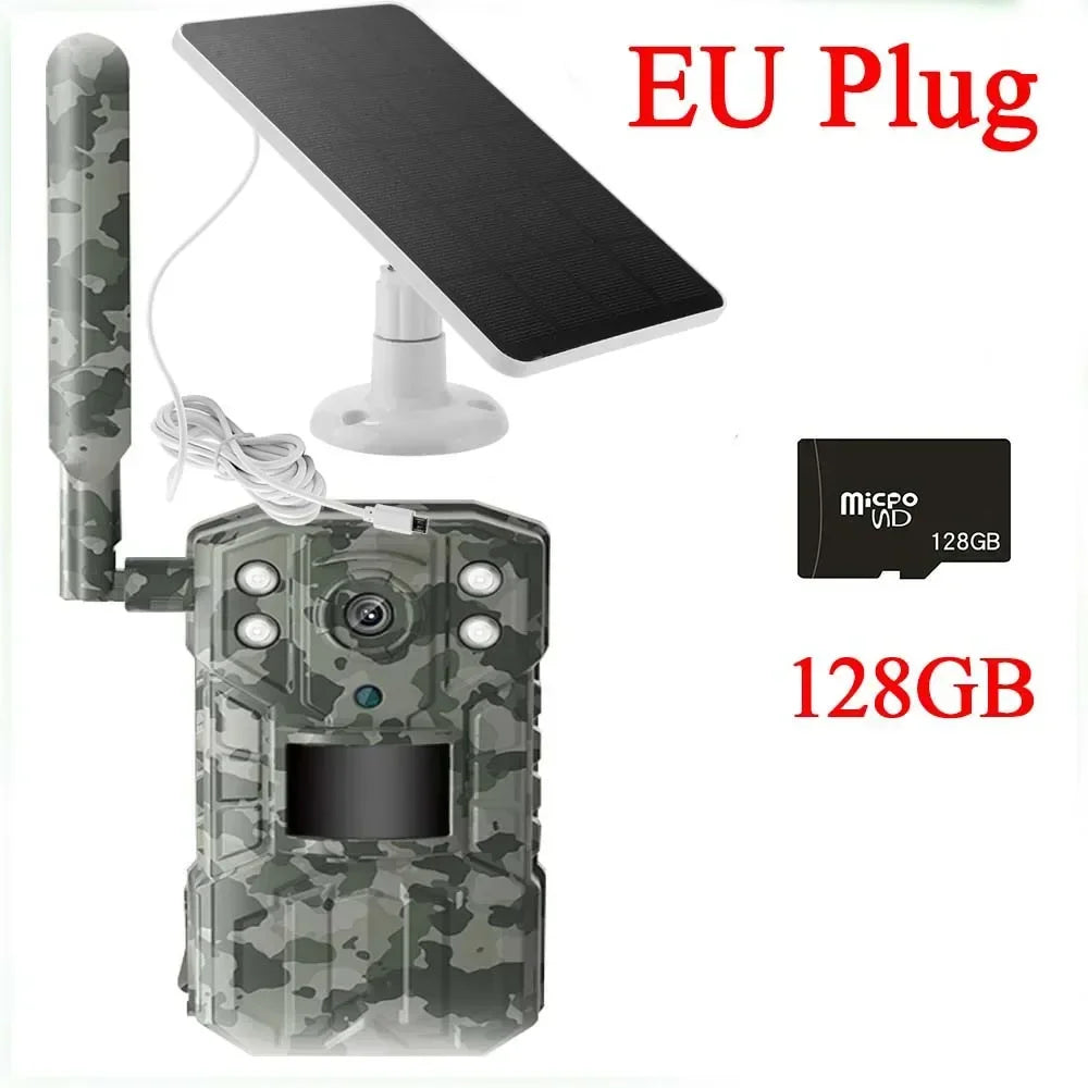 4G Solar Hunting Trail Camera 14MP 4g SIM Card Waterproof 20M PIR Motion Detection Wildlife Camera with 30M Night Vision Device Leedoar
