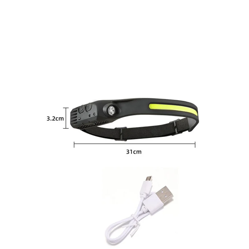 Lámpara frontal LED con sensor de movimiento, diadema ajustable, linterna impermeable para exteriores para correr, acampar y hacer senderismo 