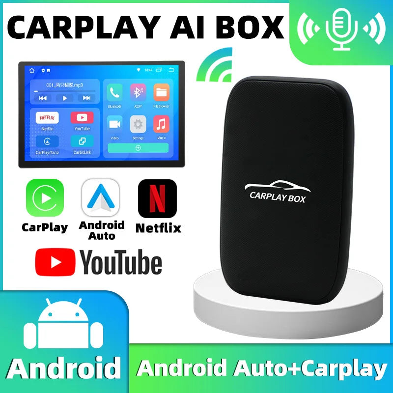 Mini Ai Box Andoroid Wireless CarPlay Android Auto YouTube Netflix Customize Portable Car Multimedia Fits For 98% Cars Leedoar