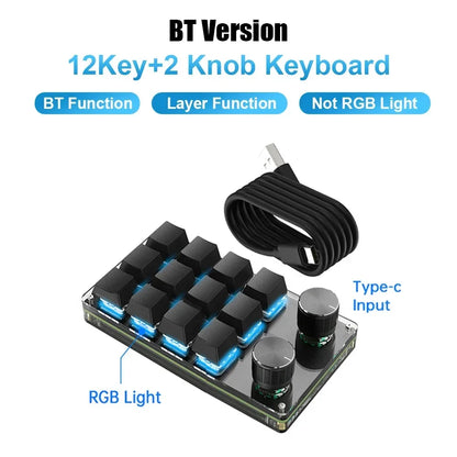 Programação Macro Custom Knob Teclado RGB 3 Teclas Copiar Colar Mini Botão Photoshop Teclado para Jogos Mecânico Hotswap Macropad