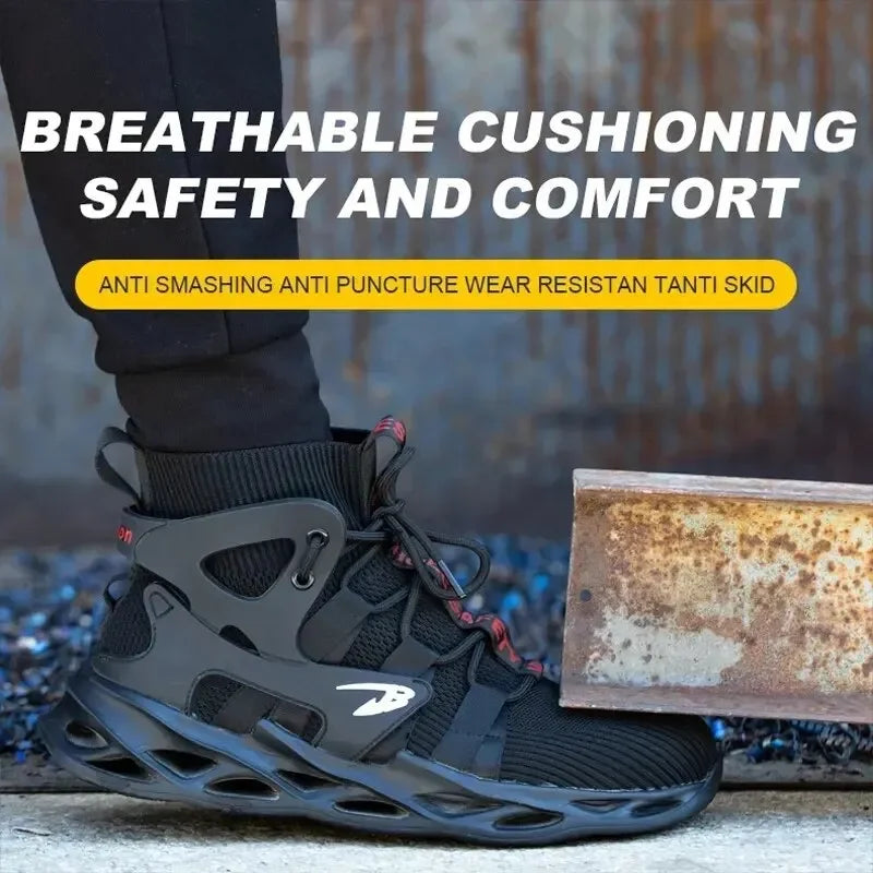 Man Safety Shoes Puncture-Proof Work Sneakers Lightweight Work Shoes Men Steel Toe Shoes Safety Boots Indestructible Leedoar