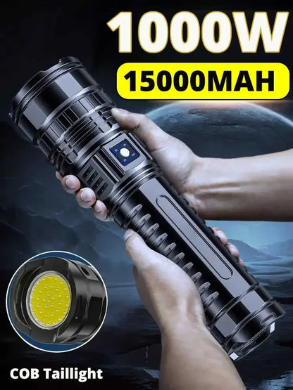 LED Flashlight USB C Rechargeable Flash Light 990000000LM High Power Flashlights Zoom Tactical Lantern Long Shot COB Torch Leedoar