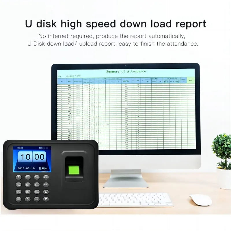 Máquina de atendimento A6 Senha + impressão digital Reconhecimento de login multilíngue Equipamento de registro de ponto Geração de relatório inteligente