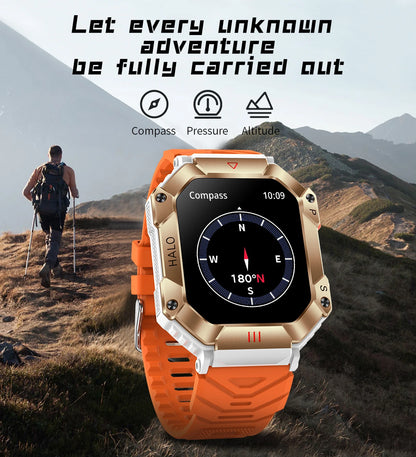 Outdoor Sports Smart Wath Men 2.0 Inch IPS HD Sreen Bluetooth Calls Compass Air Pressure Indicator Health Monitor 3 Anti-Watch Leedoar