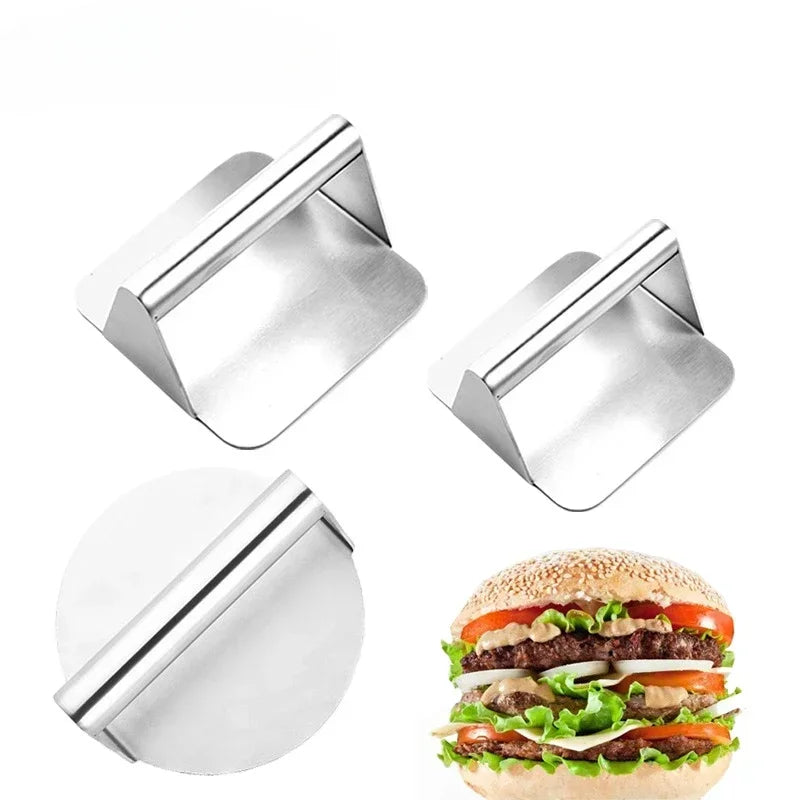 430 Stainless Steel Hamburger Meat Press Circular Square Hamburger Meat Press Kitchen Tool Meat Press Plate Leedoar