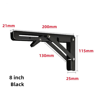 2pcs Heavy Duty Stainless Steel Folding Shelf Brackets Collapsible Wall Mounted L-Table Hinges for Bench & Table with Screws Leedoar