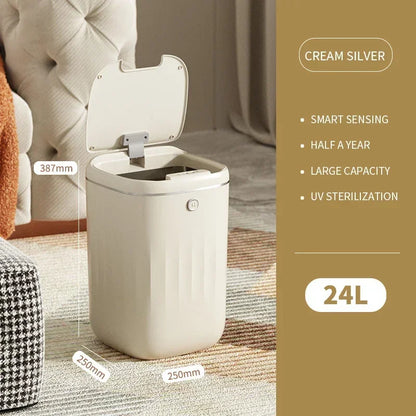 20-24L Bathroom Sensor Electric Wastebasket Bedroom Smart Trash Can Automatic Waterproof Recycle Bin for Living Room Kitchen New Leedoar