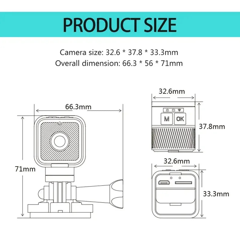 Compact Full HD Motion Camera with WiFi and Multifunctional Base