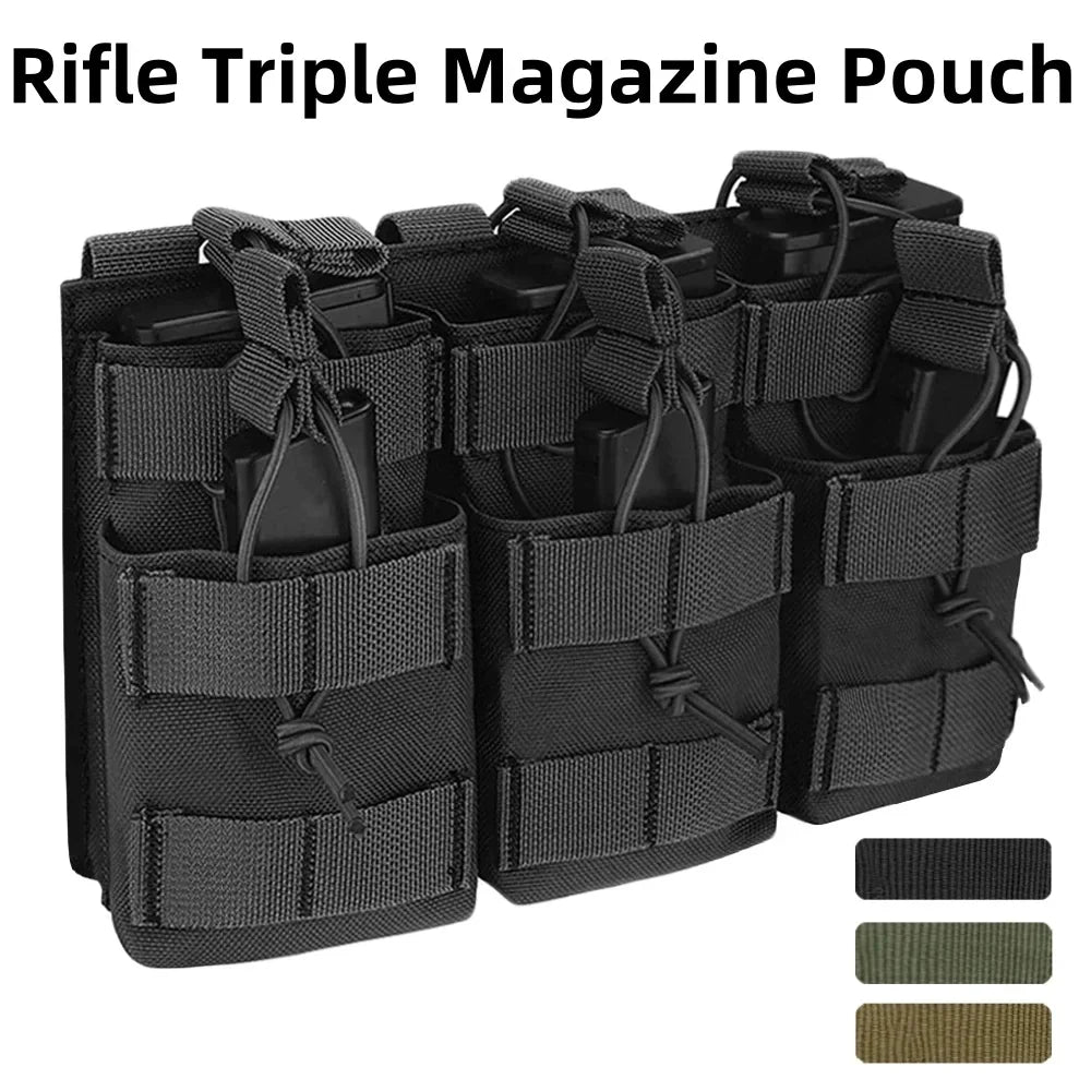 Tactical Molle Pouch Triple Magazine Pouch Double-Layer Mag Pouches Universal Cartridge Holder for M4 M14 M16 AK AR Leedoar