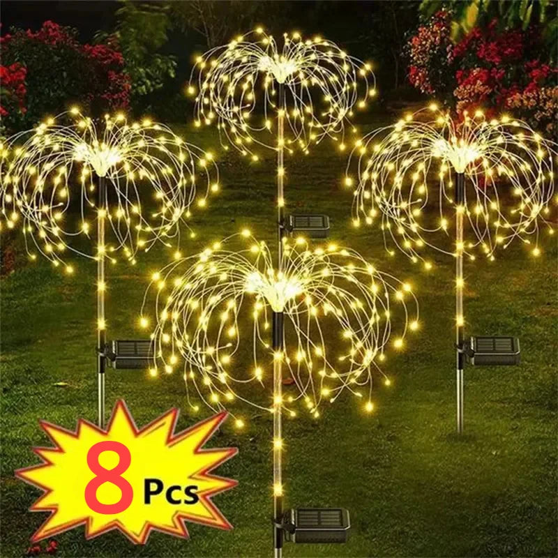 1Pcs Solar LED Firework Fairy Light Outdoor Garden Decoration Lawn Pathway Light For Patio Yard Party Christmas Wedding Leedoar