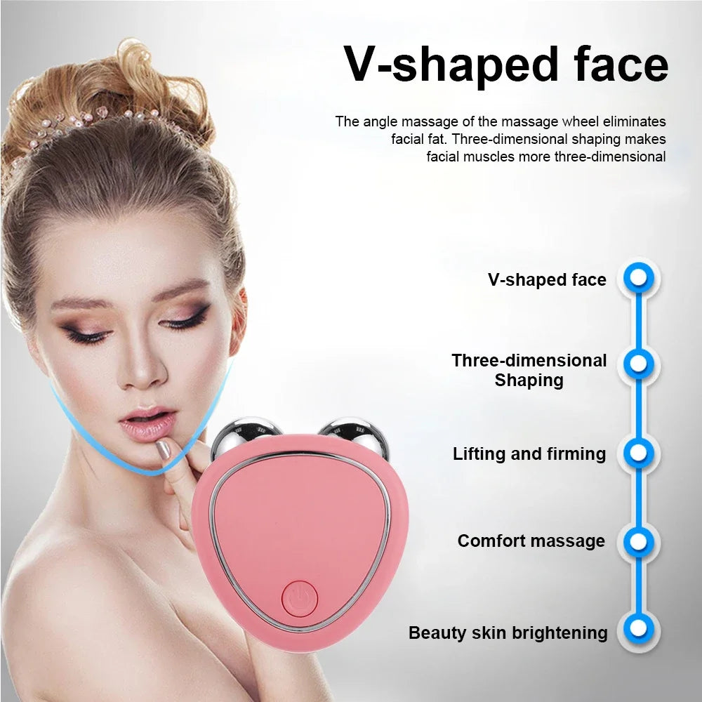 EMS Face Lifting Machine Facial Massager Microcurrent Roller Skin Tightening Rejuvenation Beauty Charging Facial Anti Wrinkle Leedoar