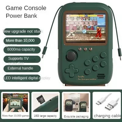 2023 New Mini Game Power Bank Portable Retro handheld Game Console 6000Mah capacity 3.2 Inch Soft Light Color Screen 10000+ Game Leedoar