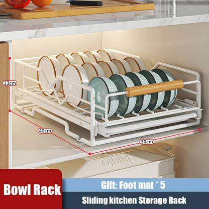 Large Sliding Dish Drainer Kitchen Sink Dish Storage Rack Cabinets Drawers Organizer Shelf Chopstick Barrel kitchen Accessories Leedoar