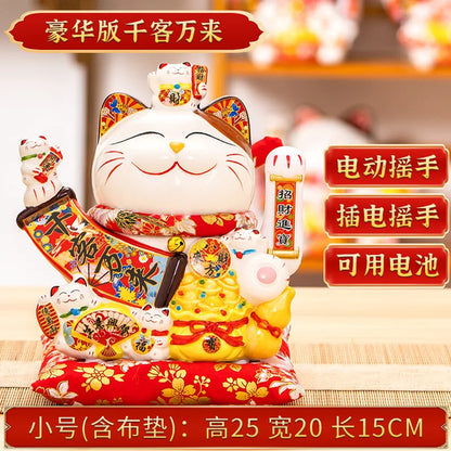 Ceramic Maneki Neko Lucky Cat Home Decor Waving Hand Cat Feng Shui Ceramic Fortune Cat Statue Kawaii Room Decor Accessories Leedoar