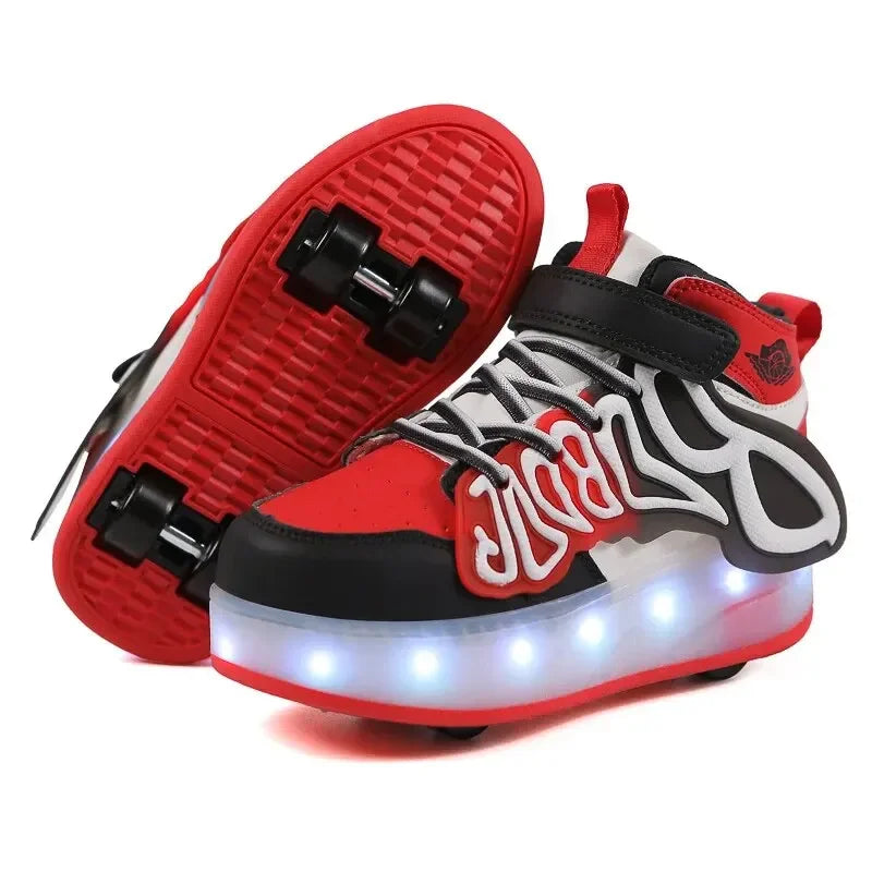 4-wheel Flashing Roller Skate Shoes Student Misbehavior Shoes Detachable Boys Girls Children Skate Leedoar