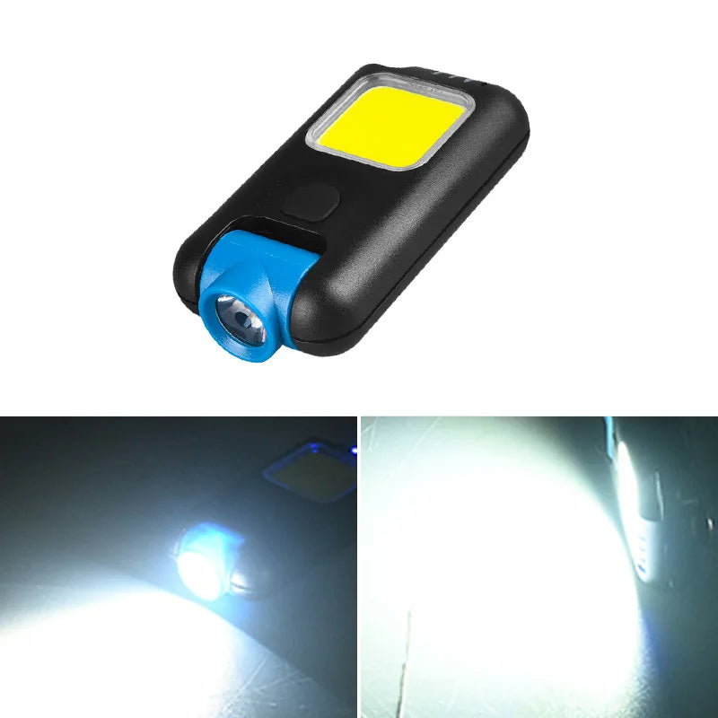 New Keychain Light Outdoor Home Portable USB Charging Multi-Function Cap Clip Light Waterproof Highlight Cob Work Light Leedoar