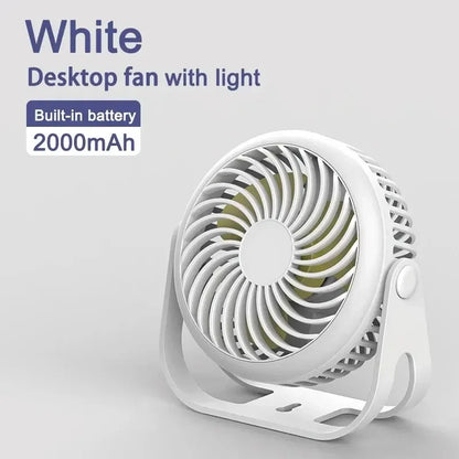 Muziso Mini Ventilador de Mesa com Lâmpada Bateria Embutida Recarregável USB Ventilador Portátil Cool Camping Gear Montado na Parede Pequenos Ventiladores Elétricos 