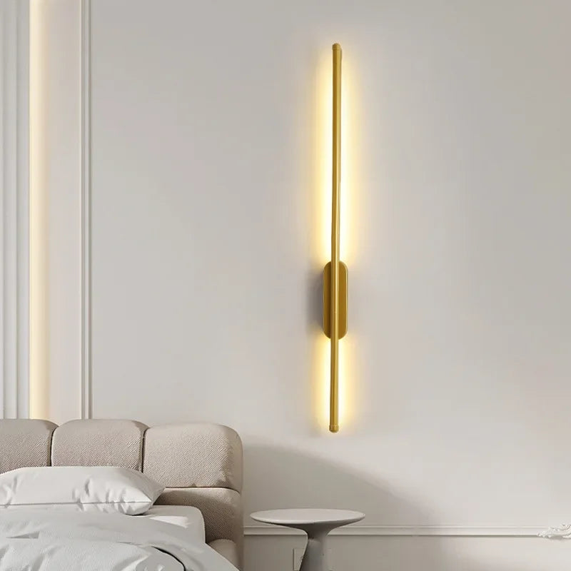 40/60/80cm Strip LED Living Room Wall light Modern Nordic Sofa background Full copper Bedroom Bedside wall light Home Decoration Leedoar