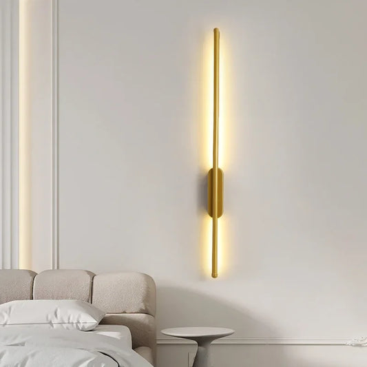 Lámpara de pared LED de tira de 40/60/80 cm para sala de estar, sofá nórdico moderno, fondo de cobre completo, lámpara de pared para dormitorio, decoración del hogar