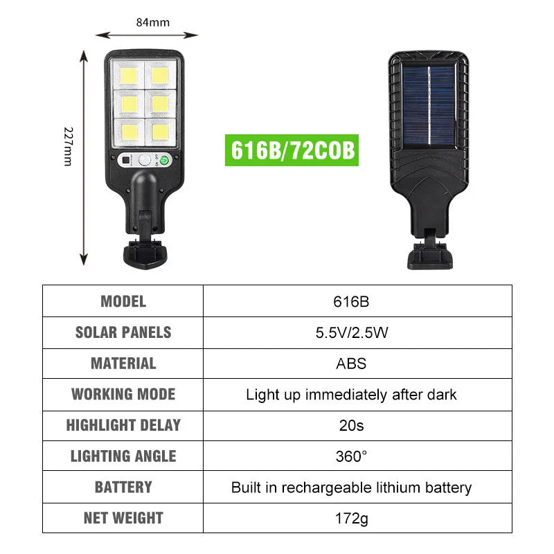 Outdoor Solar Lamp Security Lighting Wall Lamp Street Light Cob Led Motion Sensor Smart Remote Control IP 65 Waterproof Song Man Leedoar