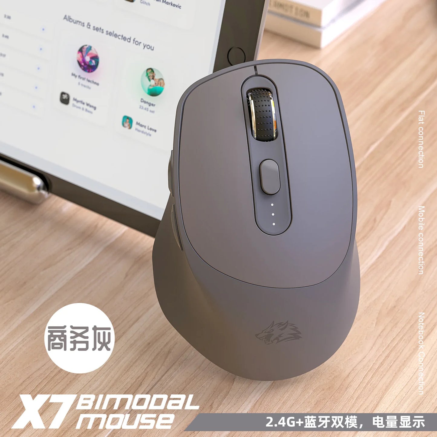 X7 Dual Mode Bluetooth Recarregável 2.4G Mouse Sem Fio 4000 DPI 6 Botões Mudo Ergonômico Mouse de Jogo de Computador para Laptop PC 