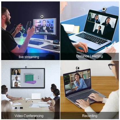 FY69 Full HD Webcam 2K Câmera Web Foco Automático com Microfone para PC Laptop 1080P Web Fill Light Cam para Conferência de Estudo Online 