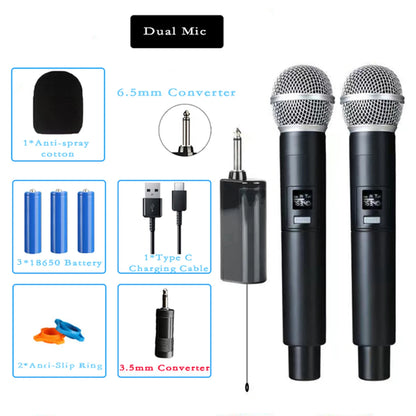 UHF Wireless Microphone Professional Receiver Transmitter System Universal Handheld Mic with Karaoke Business Meeting Microphone Leedoar