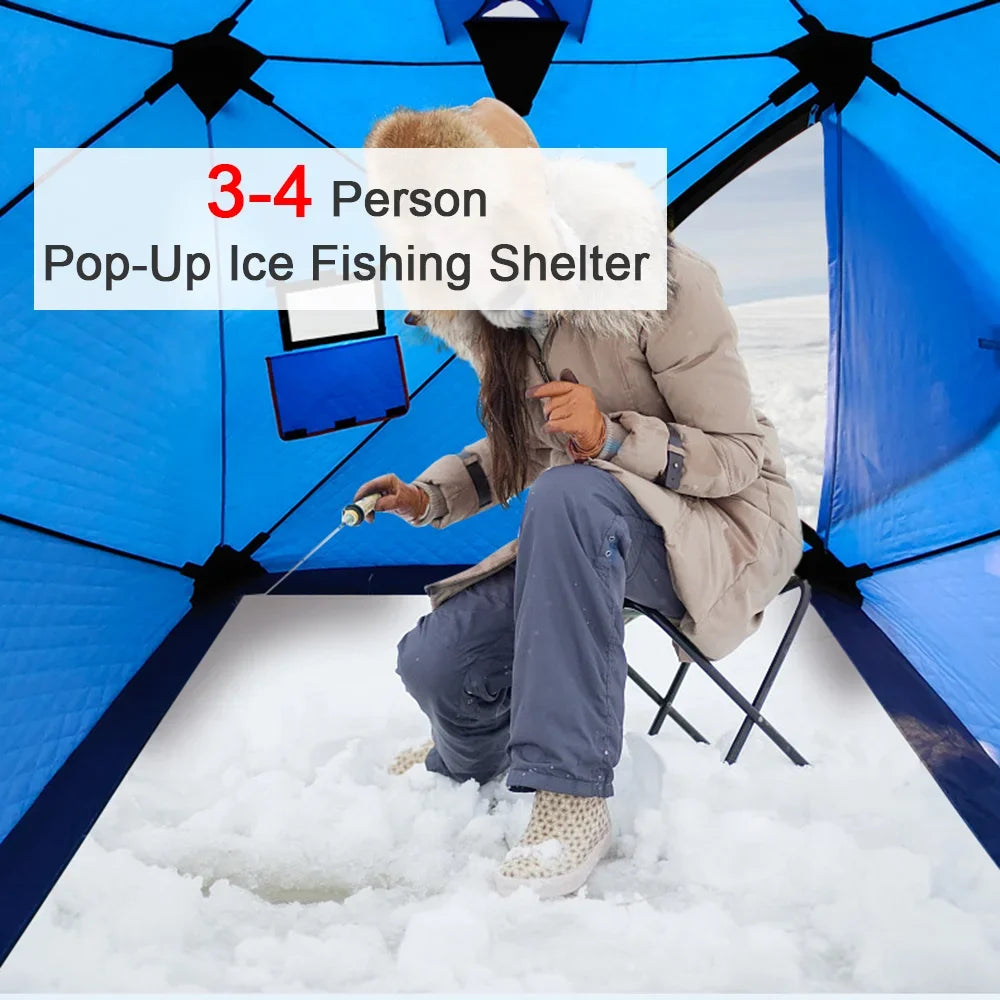 Portable Ice Fishing Tent Shelter - Easy Set-up Winter Fishing Tent