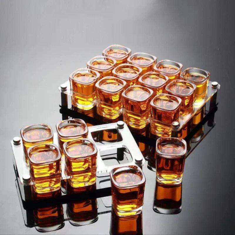 6PCS 65ml Shot Glass Set White Wine Glass Party Bar KTV Shot Whisky Glass Wine Baijiu Cup One Mouthful Four Cup Wine Set Leedoar