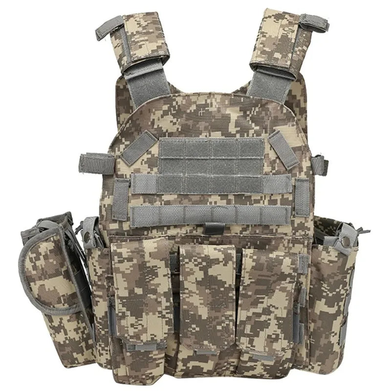 Camouflage Plate Carrier Vest Multi-Functional Paintball Airsoft Vest Adjustable Men Women Combat Equipment for Outdoor Cycling Leedoar