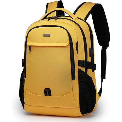 Mochila para portátil de 17 pulgadas para viajes, resistente al agua, para la universidad, para hombre, con puerto de carga USB, color negro 