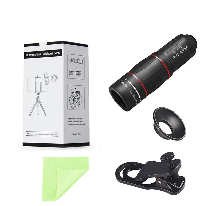 Lente para celular 18X Lente externa portátil para celular Calibre 37mm Lente externa com zoom HD de alta potência 18X Telescópio Lente telefoto 