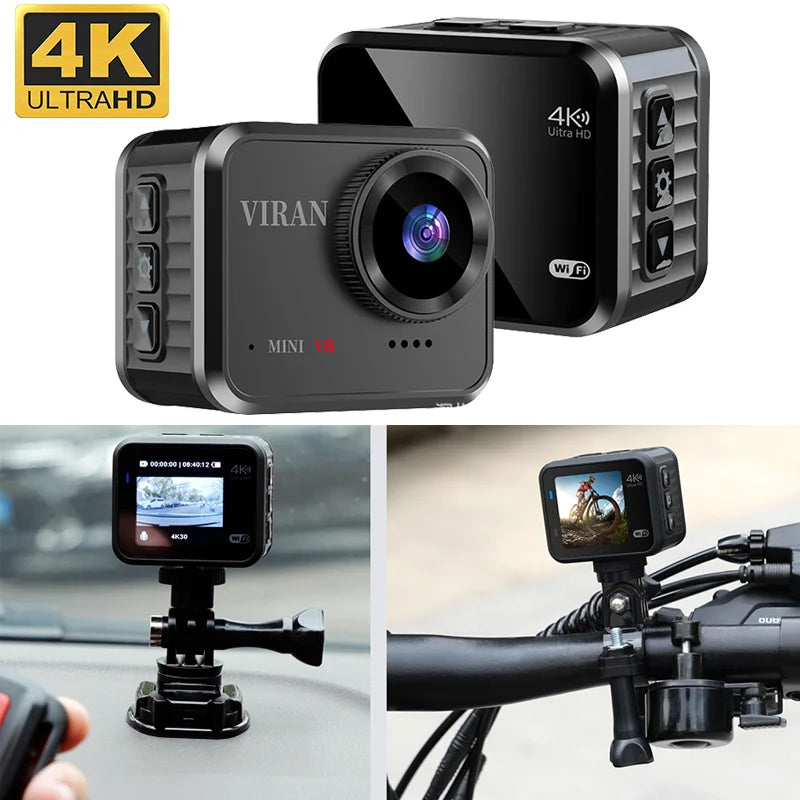 4K 60FPS Wifi HD Portable Mini Action Camera Remote View 1.54 Inch Screen 160° Wide Angle Sports Video Recorder lP68 Waterproof Leedoar