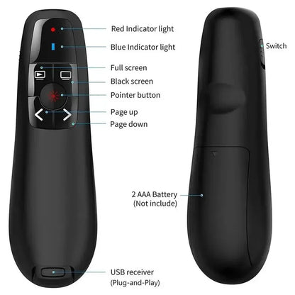 2024 NOVO 2.4GHz Wireless Power Point Pen Apresentação Clicker USB Controle Remoto Flip Presenter Pointer PPT Slide Advancer Pens