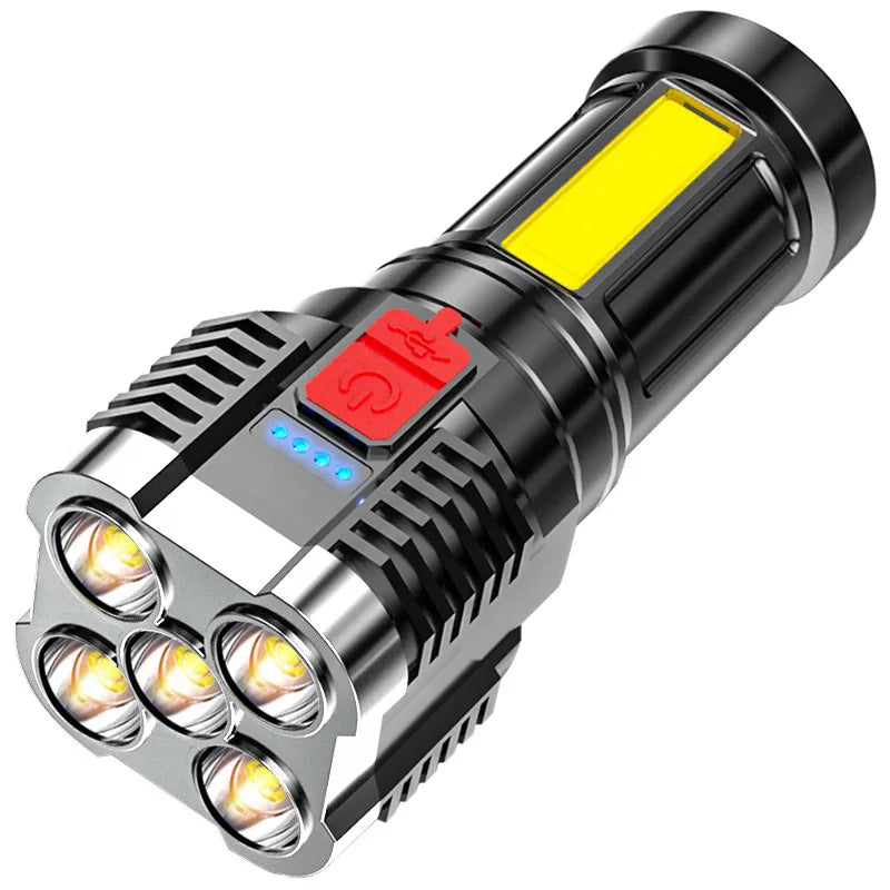 5Led Flashlight Household Portable Multi-Function Cob Side Lamp USB Charging Strong Light Waterproof Flashlight Leedoar