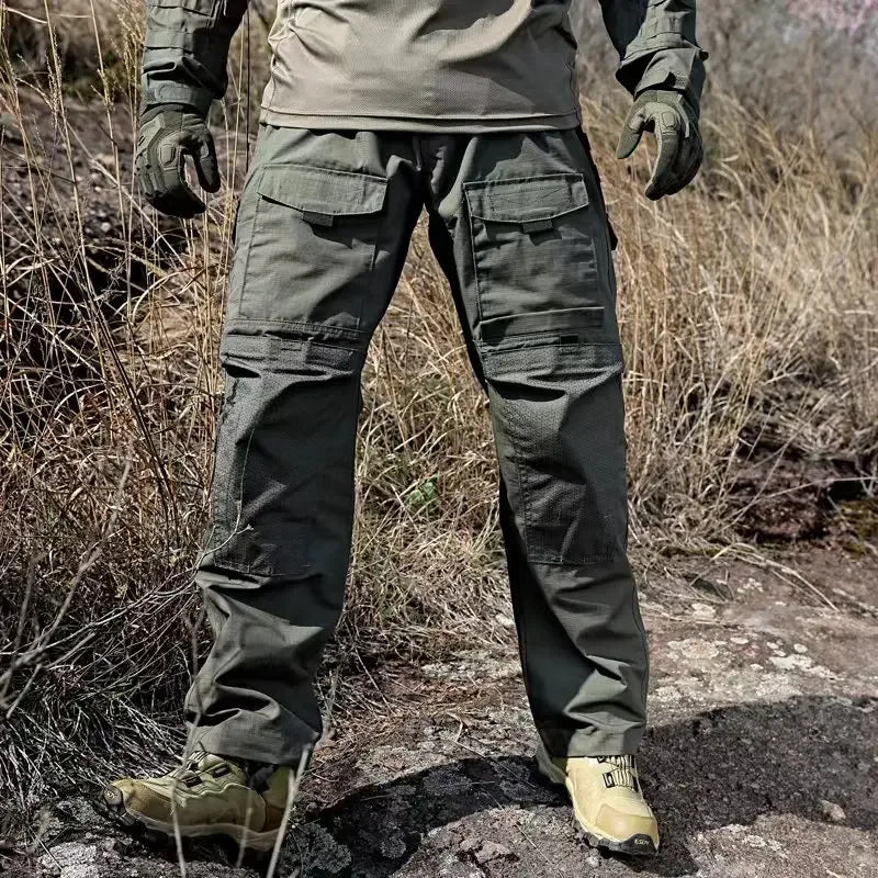 Tactical Cargo Pants Mens Multi-Pockets Wear-resistant Military Trousers Outdoor Training Hiking Fishing Casual Loose Pants Male Leedoar