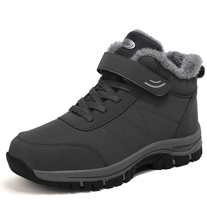 2023 Winter Women Men Boots Waterproof Leather Sneakers Men Ankle Boots Outdoor Not Slip Plush Warm Snow Hiking Boots Man Shoes Leedoar