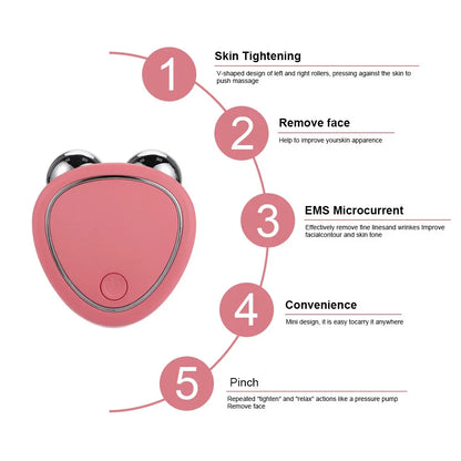 EMS Face Lifting Machine Facial Massager Microcurrent Roller Skin Tightening Rejuvenation Beauty Charging Facial Anti Wrinkle Leedoar