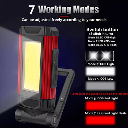 400Lm Emergency Magnetic Flashlight Folding Work Aluminum Light Rechargeable Handheld COB Portable Car Led Working SOMG MAN Leedoar