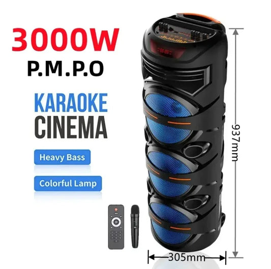 3000W de potência máxima 8 polegadasX3 carrinho moda iluminação colorida alto-falante Bluetooth DJ palco microfone multimídia karaokê subwoofer 