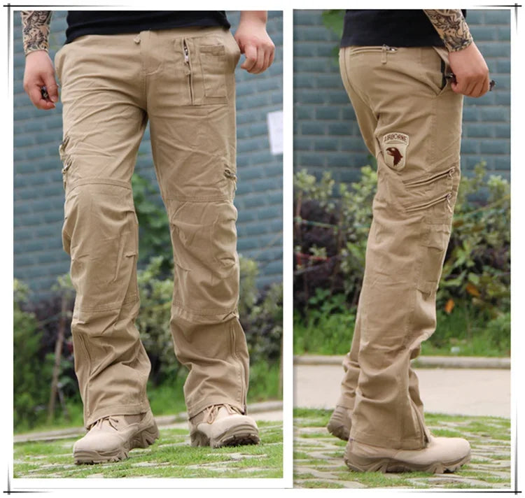 Men's Cargo Pants Army Military Style Tactical Pants Male Camo Jogger Plus Size Cotton Many Pocket Men Camouflage Black Trousers Leedoar