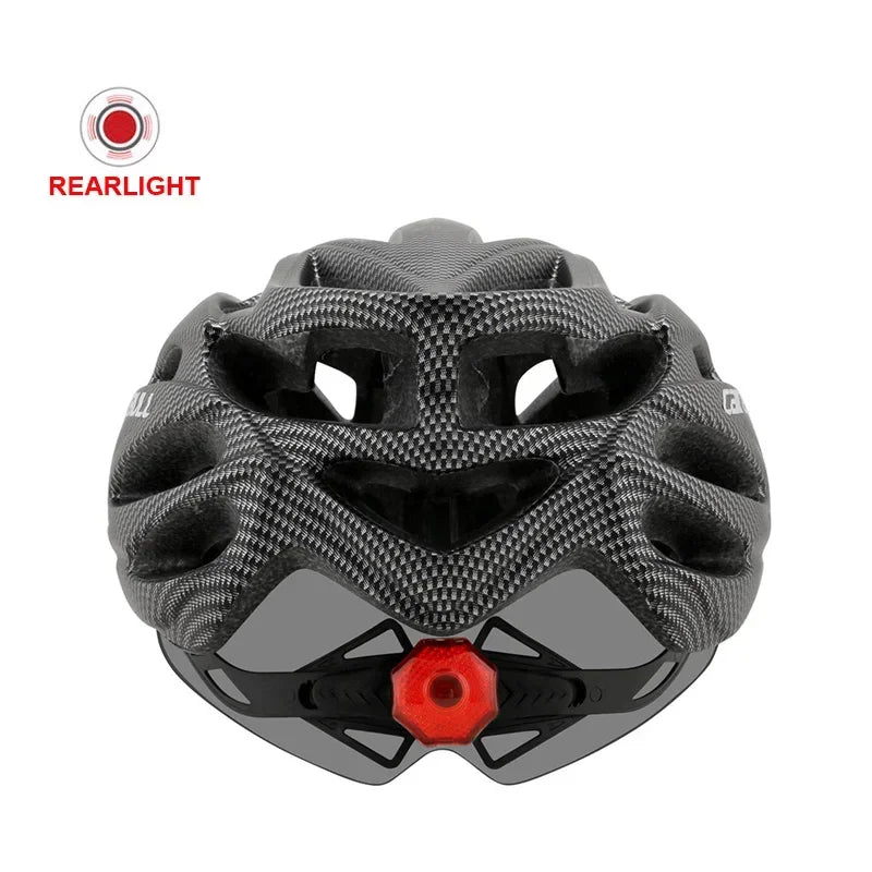 Casco de bicicleta Casco de seguridad para exteriores Casco de bicicleta con lente y ala Luz trasera (CB-26) Accesorios para motocicletas y bicicletas de montaña 