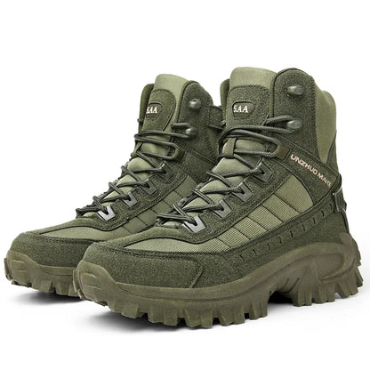 2023 New Fashion Men's Military Tactical Boots Army Boots Men with Side Zipper Outdoor Anti-Slip Military Man Boots Safety Shoes Leedoar