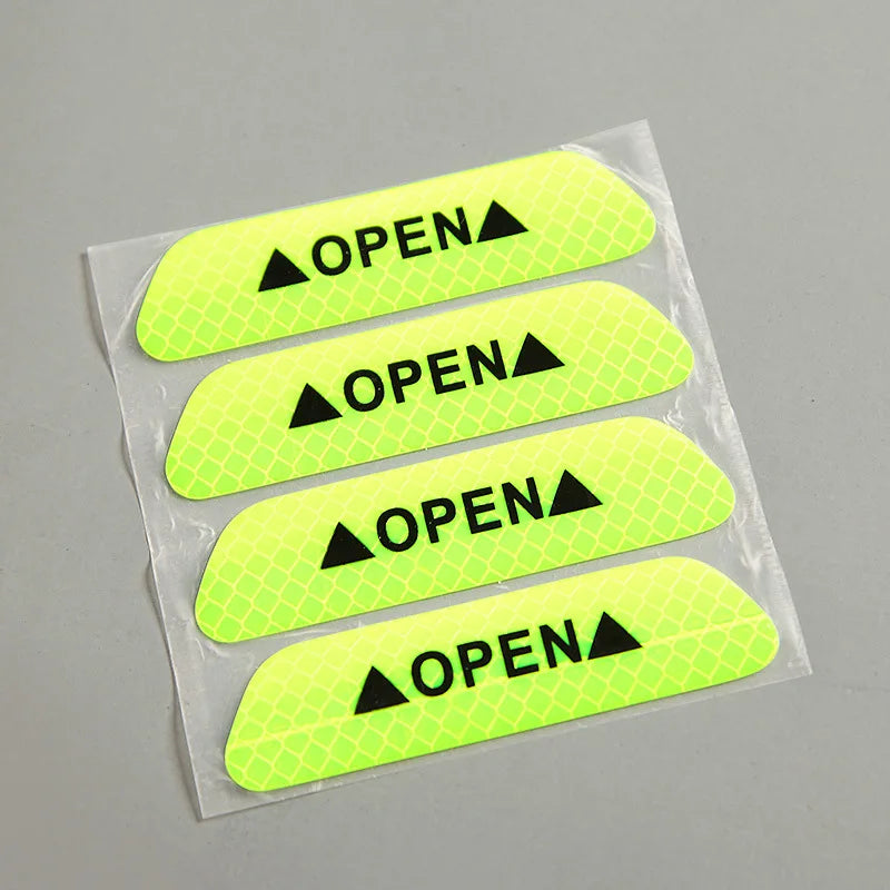 8Pcs Reflective Car Door Sticker Safety Opening Warning Car Accessories Reflector Tape Decal Auto Exterior Interior Reflector Leedoar