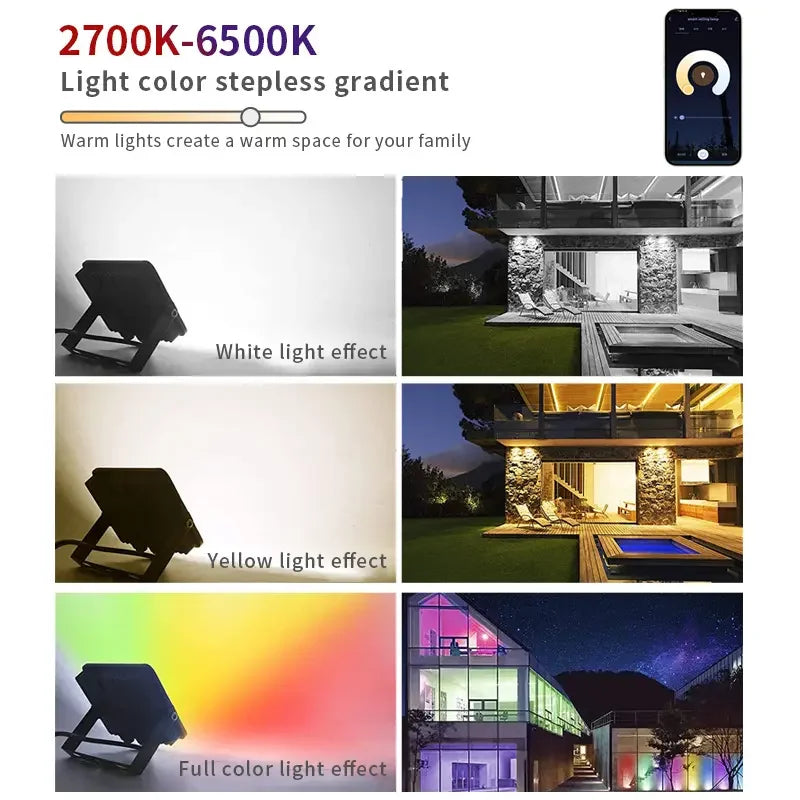 2023 New Graffiti Intelligent WIFI+Bluetooth RGBCW APP Floodlight Colorful Courtyard Atmosphere LED Floodlight Leedoar